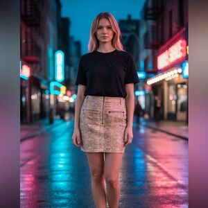 Guess Milk Showdown Snake foil Longette Moto Skirt 31 10/12